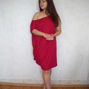 SALE 25% SALE off Schulter drapieren Kleid, viva magenta loses asymmetrisches Kaftan, plus Größe kalte Schulter ärmelloses Sommerkleid drapieren Kleid