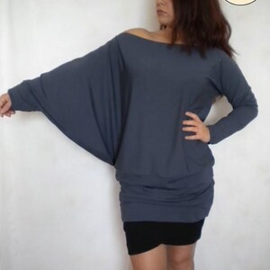off shoulder asymmetrical top, oversized sweater, loose shirt, batwing long sleeve top made to order