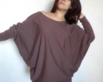 off shoulder sweater top, loose shirt, long dolman sleeve maternity blouse made to order