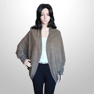 Cocoon batwing wrap top cardigan, oversized long sleeve bolero, open drape duster size S image 2