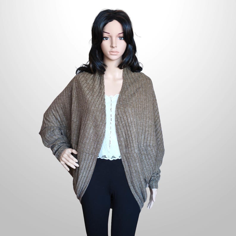 Cocoon batwing wrap top cardigan, oversized long sleeve bolero, open drape duster size S image 2