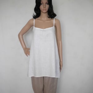 linen cami top, boho linen tank top, lagenlook linen camisole top, plus size loose white cami top, summer maternity shirt, free shipping