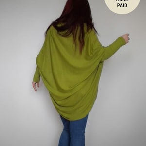 Oversized wrap top cocoon cardigan, long sleeves batwing open maternity shirt, kimono sweater