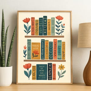 Vintage Library Poster, Book Art, Reading Poster, Book Lovers Gift, Reading Gift, Antique Wall Art, Retro Book Lovers Art, Library Art