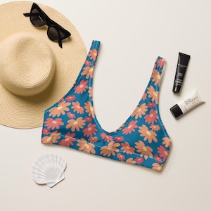 Groovy flowers Recycled padded bikini top