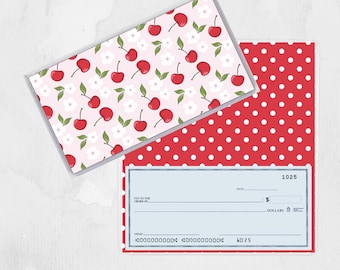 Cherries Checkbook Cover: Top Tear, Duplicate Checks