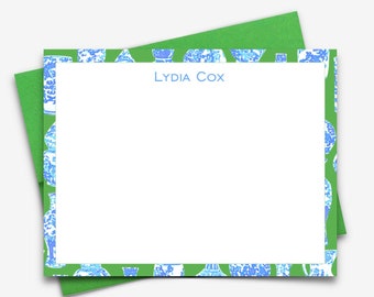 Classic Monogram Flat Note Cards - Correspondence Card Stationery - Personalized Card Stationary - Thank You Notes, FLAT CARDS