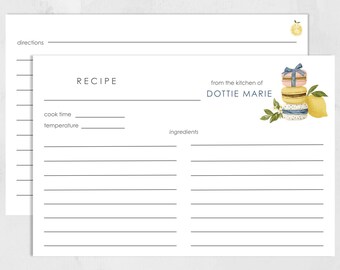 Custom Macaron Recipe Card Personalized 4x6 Baking Card Double Sided French Macaroon Design Recipe Keepsake Gift for Bakers