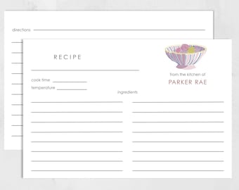 Italian Style Recipe Card 4x6 Double Sided Printable | Italian Recipe Card Template | Kitchen Bridal Shower Recipe Insert |  Recipe Card