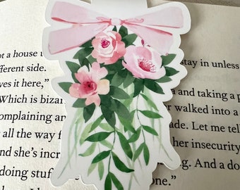 Magnetic Floral Bookmark for Book Lovers, Pink Botanical Page Marker for Book Clubs, Feminine Bookmark for Readers Gift, Bible Study Gift