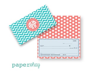 Checkbook Cover, Monogrammed Vinyl Checkbook Cover, Duplicate Checkbook, Top Tear Checkbook,PS348