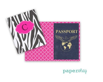 Passport Cover Personalized, Heavy Vinyl with Cardstock Insert - Fits US Passport - Monogram Passport