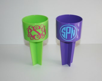 Monogrammed Beach Spiker for Drinks, Personalized Beach Cup, Sand Spike Beach Drink Holder