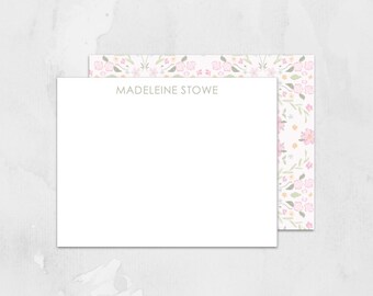 Personalized Stationery Set, Grandmillenial Flat Note Cards, Preppy Custom Stationary, Double Sided Note Set