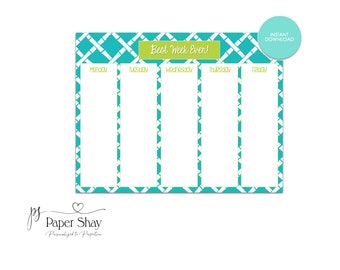 Weekly Planner Printable, Desktop Planner, Student Planner, 8.5 by 11 inches