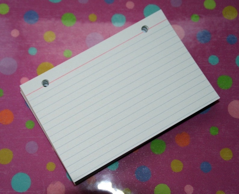 Index Cards 3 x 5 Binder Refill Hand Drilled LINED Index Etsy