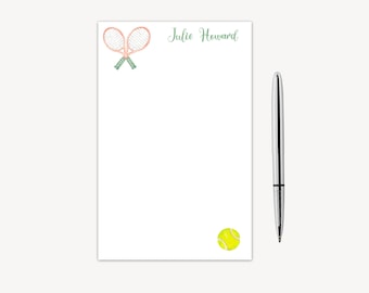 Tennis NOTEPAD with Name Personalized Notepad Summer Memo Pad Thank You Notes PS1252