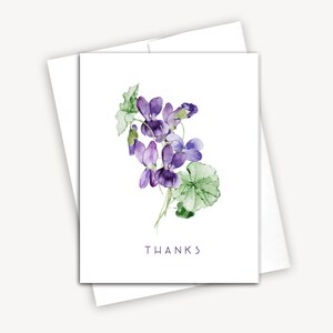 Thank you  card set. note cards. blank cards. farmhouse. folded stationery. Violets
