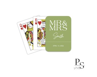 Mr and Mrs Personalized Playing Cards with Names & Wedding Date