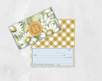 Checkbook Cover, Monogrammed Vinyl Checkbook Cover, Daisys