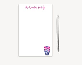 Blue Chinoiserie Notepad,  Personalized Ginger Jar Notepad for To-Do List, Monogram Notepad with Name, Blue Chinoiserie Gifts PS219
