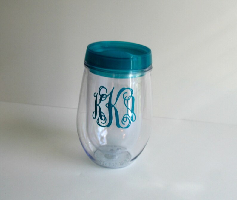 Stemless Wine Glass Acrylic MONOGRAMMED Etsy