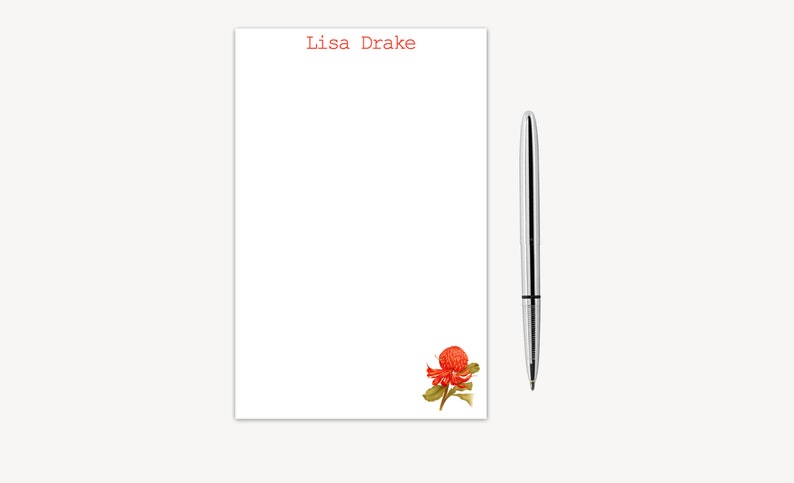 Drake Notepad Personalized Floral Letter Writing Paper, Personalize Memo Pad for ...