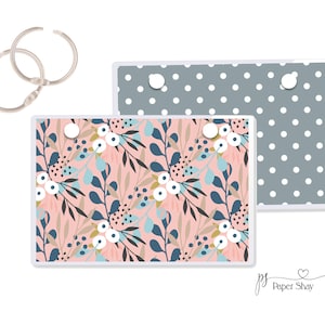Index Card Binder, Flashcard Holder or Recipe Book, Laminated Note Card Binder, Blank Book, Floral PS13018