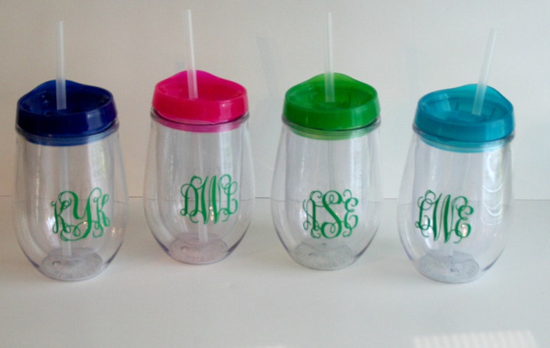 Stemless Wine Glass Acrylic MONOGRAMMED Etsy