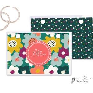Personalized Index Card Binder, Flashcard Holder or Recipe Book, Laminated Note Card Binder, RETRO Floral PS30665