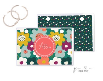 Personalized Index Card Binder, Flashcard Holder or Recipe Book, Laminated Note Card Binder, RETRO Floral PS30665