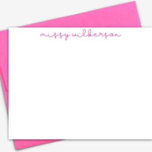 Personalized Name Stationary Cards Gift Set for Her, Simple Flat Note Cards, Thank You Stationery Card Set Flat Note and Envelopes