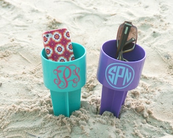 Monogrammed Beach Spiker for Drinks, Personalized Beach Cup, Sand Spike Beach Drink Holder