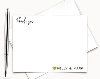 Couples Thank You Notes, Script Stationery Card Set, Stationary for Personalized Couple