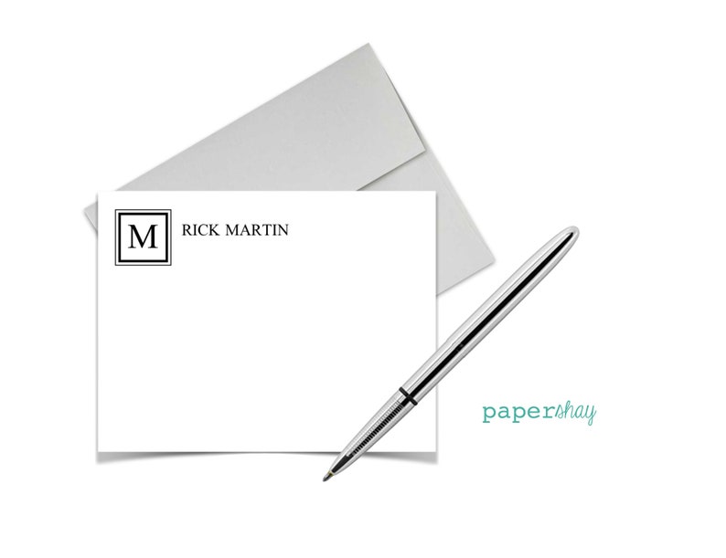 FLAT CARDS, Correspondence Card Stationery Personalized Card Stationary Classic Monogram Flat Notecards Thank You Notes