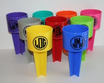 Monogrammed Beach Spiker for Drinks, Personalized Beach Cup, Sand Spike Beach Drink Holder