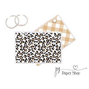 Index Card Binder, Flashcard Holder or Recipe Book, Laminated Note Card Binder, Blank Book, Leopard PS3917