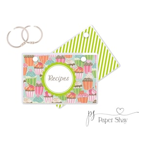 Recipe Card Binder Laminated 4 x 6,Index Card Binder, Index Card Holder, Laminated Recipe Binder--CUPCAKES, PS3000