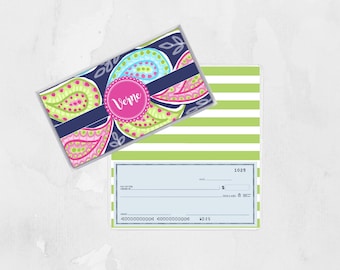 Checkbook Cover, Monogrammed Vinyl Checkbook Cover, Duplicate Checkbook, Top Tear Checkbook, PS308