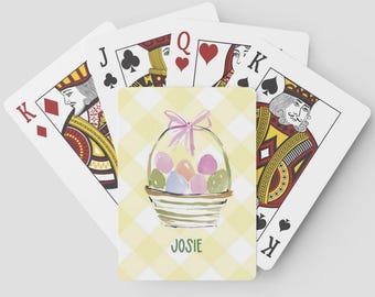 Personalized Playing Cards with Easter Basket Design – Custom Name Poker Cards, Feminine Gift for game Lovers, Easter Gift