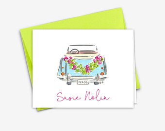 Personalized Christmas Card with Convertible, Merry Christmas from the Family Stationary, Holiday Stationery Set, Simple Christmas Cards