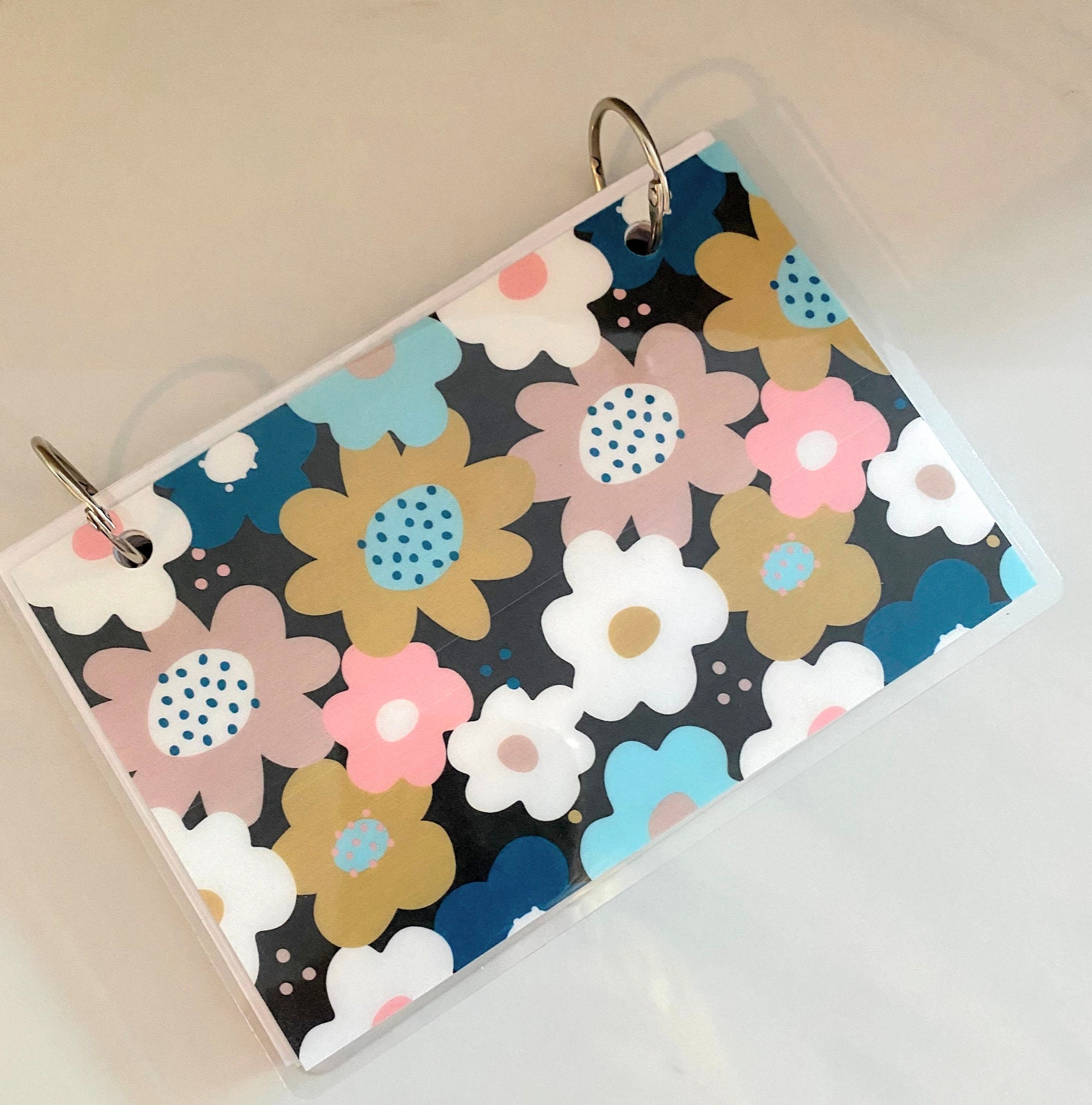 Index Card Binder, Flashcard Holder or Recipe Book, Laminated Note Card  Binder, Blank Book, Floral PS13748 