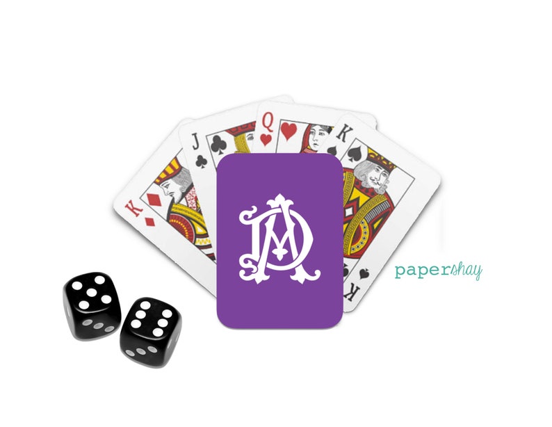 Personalized Poker Playing Cards, Monogram Playing Cards, 2 Letter Monogram image 6