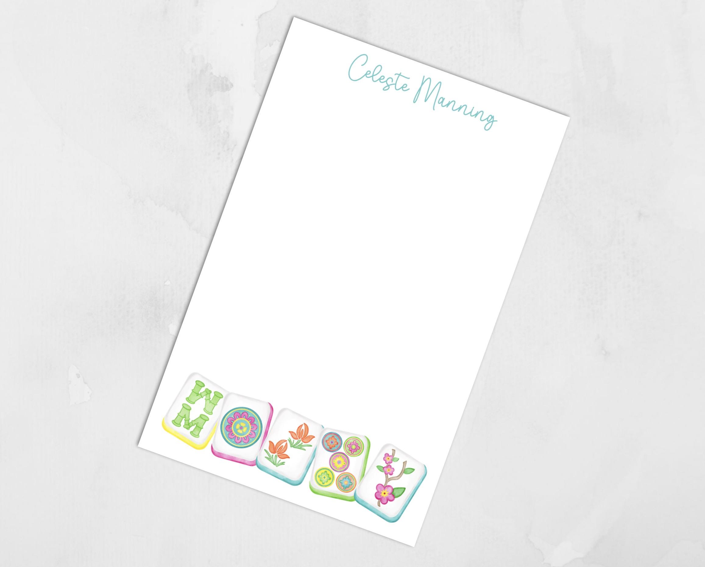 Mahjong Notepad Mahjong Personalized NOTEPAD With Name, Mahjong Memo Pad Thank You ...
