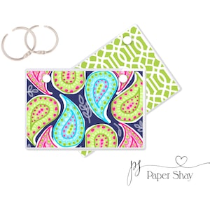 Index Card Binder, Flashcard Holder or Recipe Book, Laminated Note Card Binder, Blank Book, Paisley PS3919