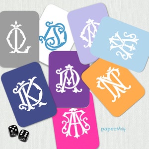 Personalized Poker Playing Cards, Monogram Playing Cards, 2 Letter Monogram image 2