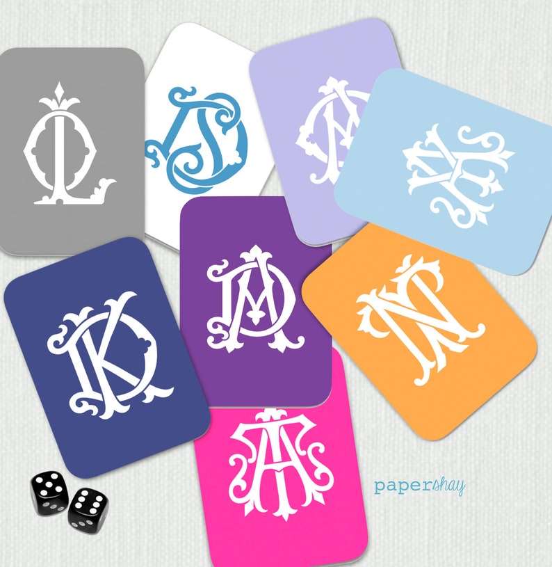 Personalized Poker Playing Cards, Monogram Playing Cards, 2 Letter Monogram image 2