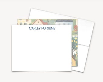 Personalized Scenic Mountain Valley Cottage Note Cards, Custom Monogram Stationery Set