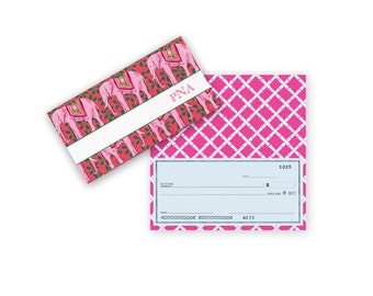 Checkbook Cover, Elephant Monogrammed Vinyl Checkbook Cover, Duplicate Checkbook, Top Tear Checkbook, PS3044