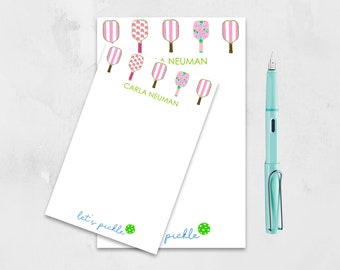 Personalized Pickleball Notepad with Striped and Floral Paddles, Custom Pickleball League Gifts, Preppy To Do Lists and Gift for Coach